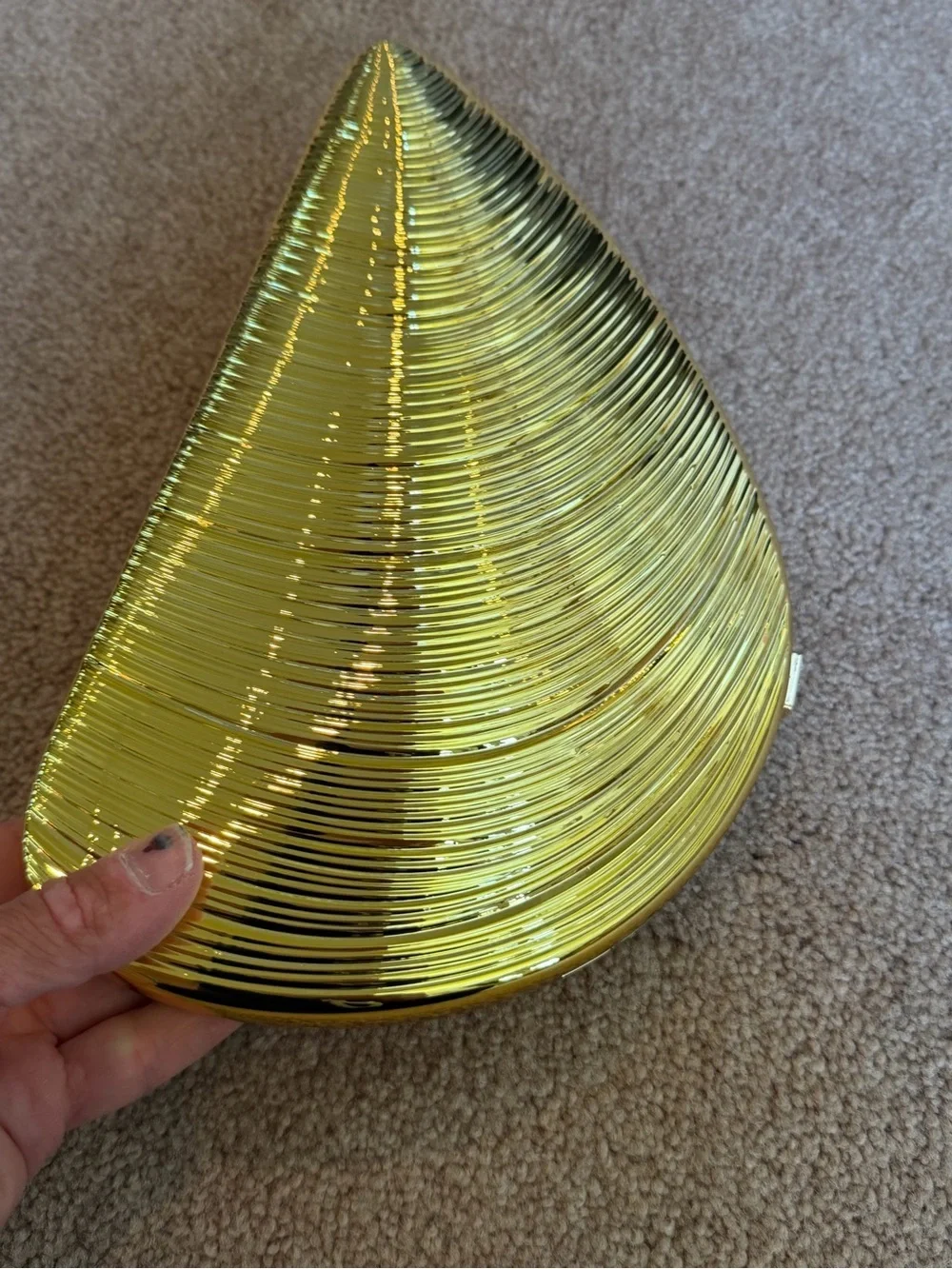 new acrylic Gold Metallic sea Shell Clutch crossbody Chain